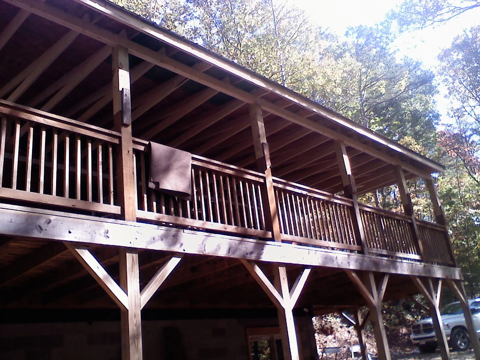Timber framing under a new elevated porch and deck — Roof Leak Repair in Shoup by Roofing Brothers